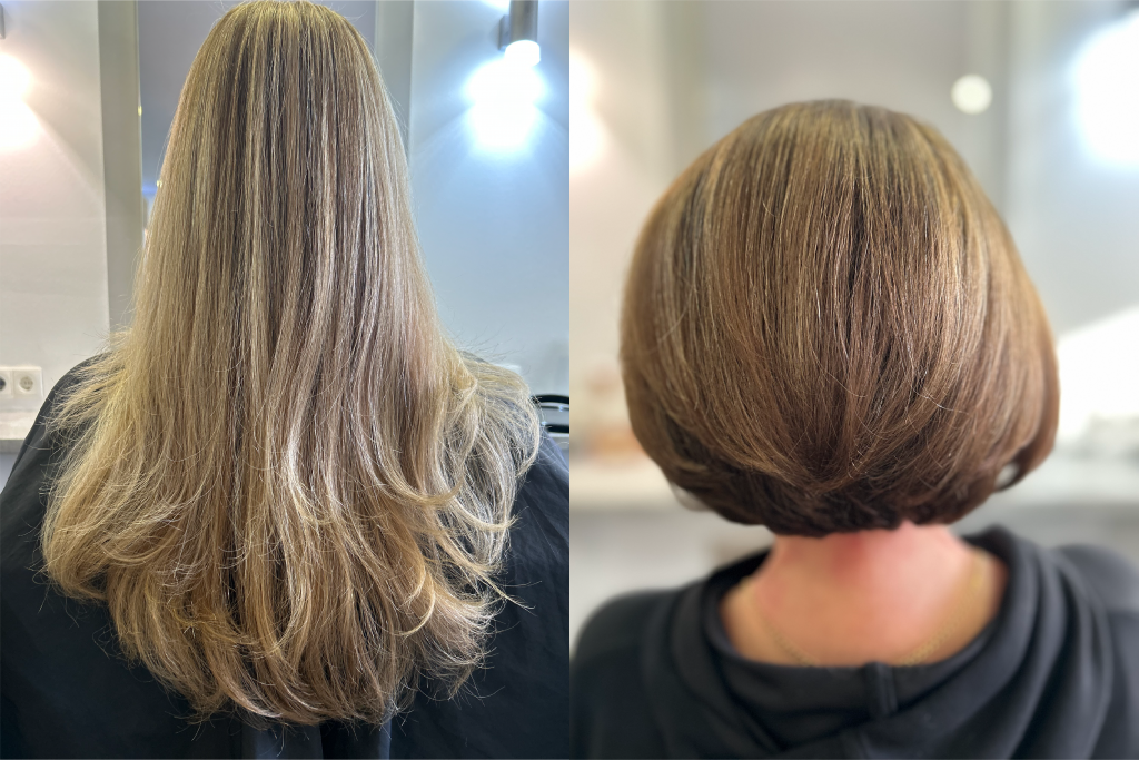 Zwei Frauenköpfe von hinten. Links mit langen blonden Haaren, rechts dunkelblonden Haaren auf Kinnlänge